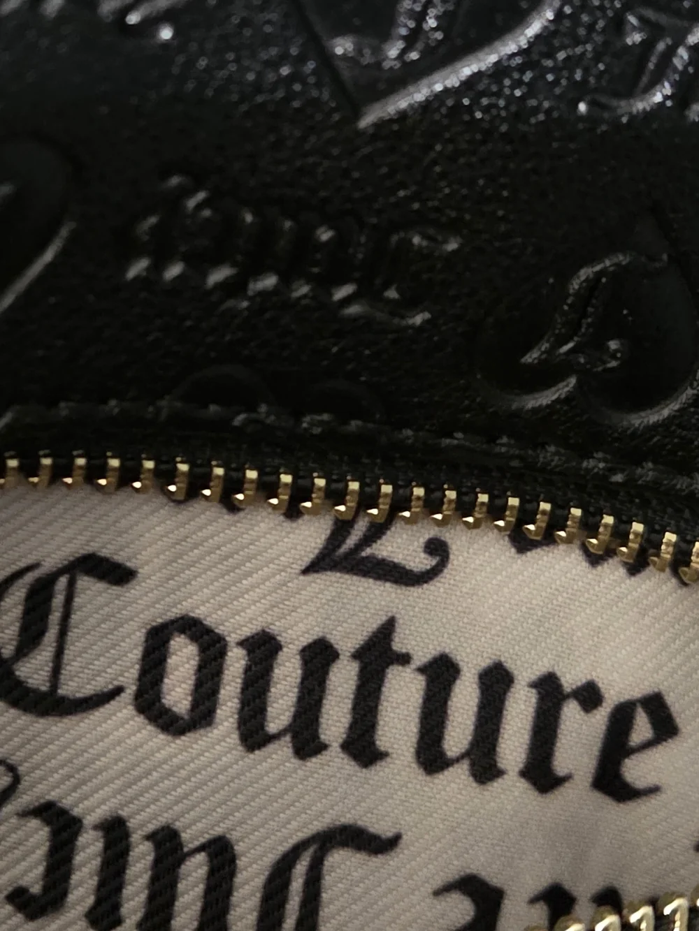 Juicy Couture Black Embossed Mini Backpack with Gold Chain